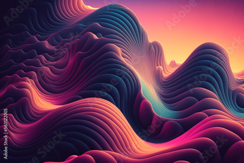 Abstract psychedelic waves, colorful gradients,  Generative AI photo