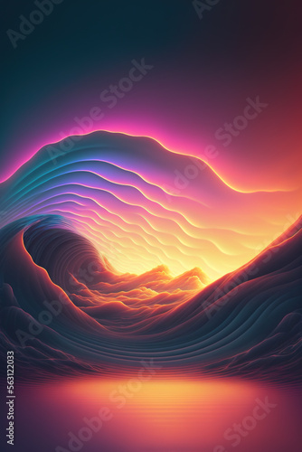 Abstract psychedelic waves, colorful gradients, Generative AI