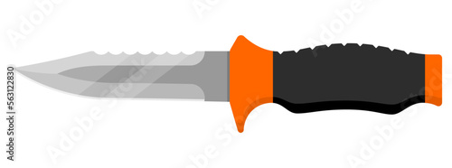 Hunting knife. Cute knife isolated on white background. Vector illustration. photo