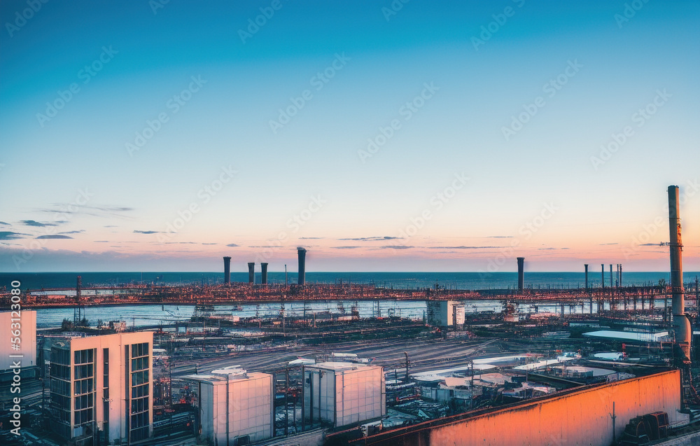 Fototapeta premium port city seaside view , industria. generative ai