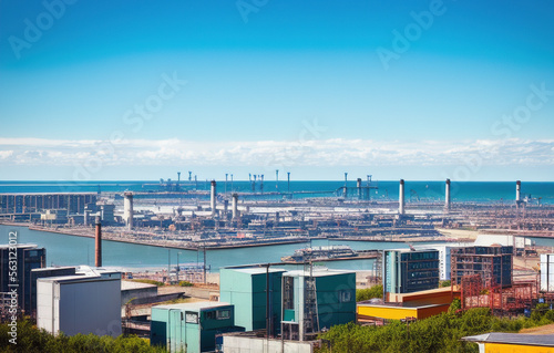 port city seaside view , industria. generative ai