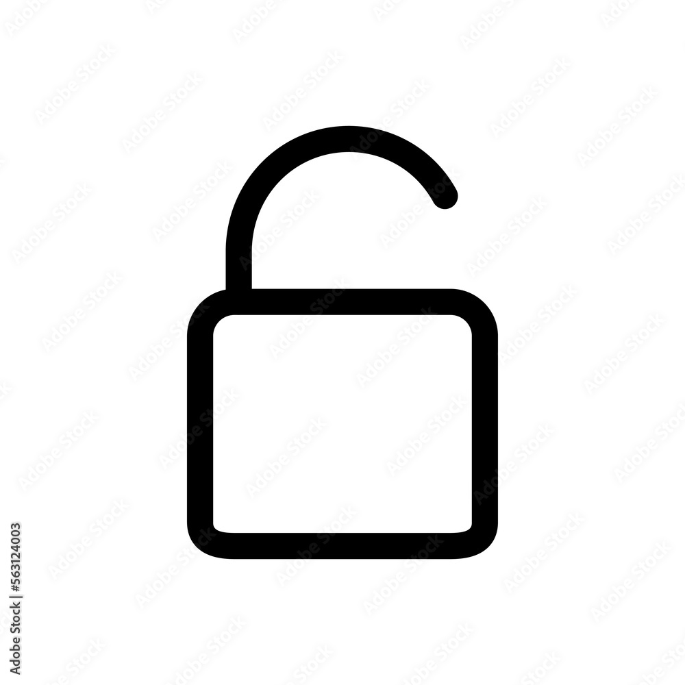 Unlock padlock line icon isolated on white background. Black flat thin icon on modern outline style. Linear symbol and editable stroke. Simple and pixel perfect stroke vector illustration. Unlock padlock line icon isolated on white background. Black flat thin icon on modern outline style. Linear symbol and editable stroke. Simple and pixel perfect stroke vector illustration.