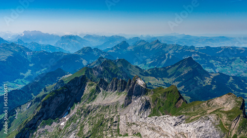 Switzerland 2022, Beautiful view of the Alps from Santis mountain. © AlehAlisevich