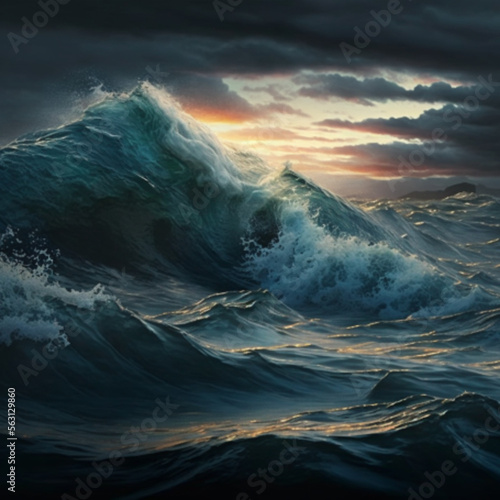 waves at sunset