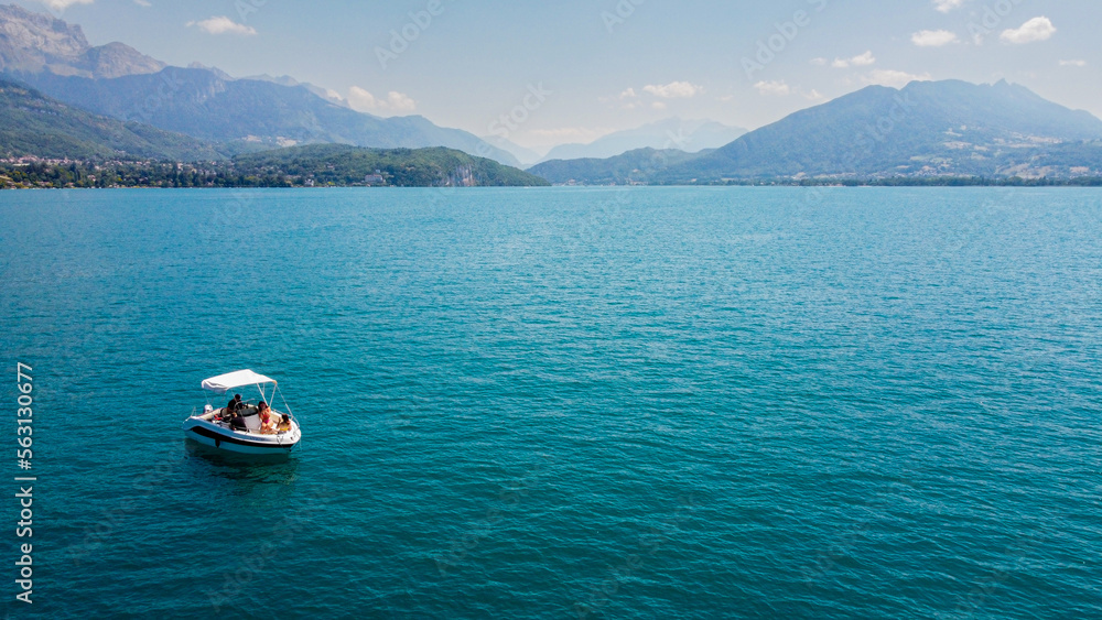Boat on the lake of Annecy, France