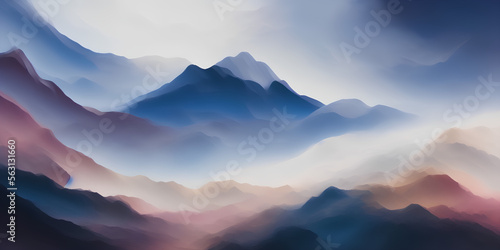 Abstract illustration of mountains -  Created with Generative AI 