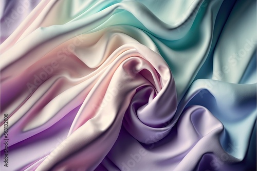  a very colorful and wavy fabric with a blue background and a white border on the bottom of the image  with a blue border on the bottom of the image is a purple and white border. Generative AI