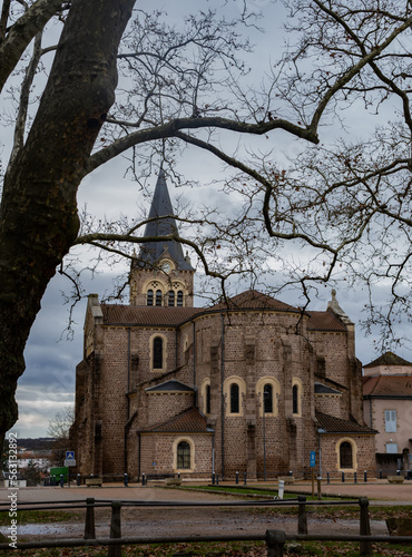 Saint-Jean-Baptiste church in Lapalisse (France). Auvergne-Rhone-Alpes region. L'Allier department. Upright photography. photo