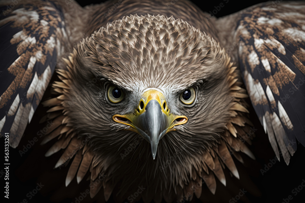 Intricate Feathers of an Eagle in a Closeup Wide Angle Aerial Illustration Intricate Feathers of an Eagle in a Closeup Wide Angle Aerial Illustration