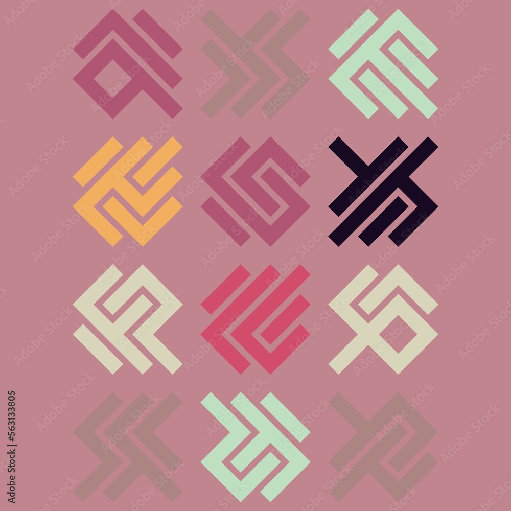 Fototapeta premium Asemic Glyph writing hieroglyph imitation abstract illustration