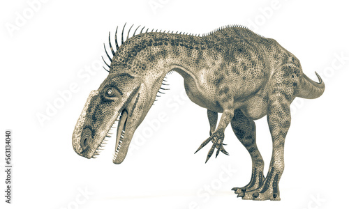 monolophosaurus is looking down in eating pose