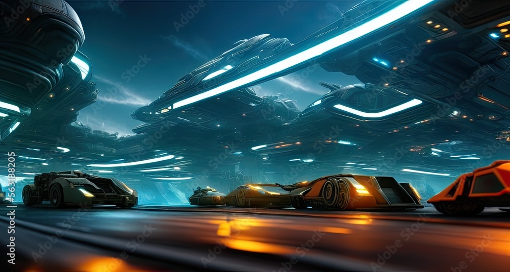 Obraz premium Futuristic city with radiant light and intricate environment - final fantasy style - Created with Generative AI Technology