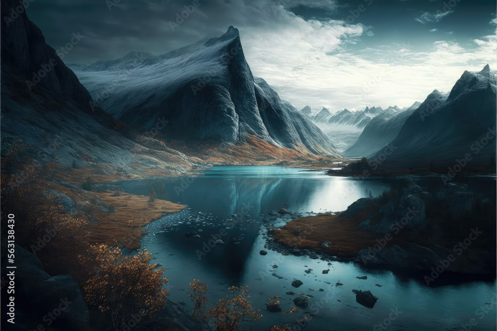 Nordic Icelandic Landscape - Generative AI