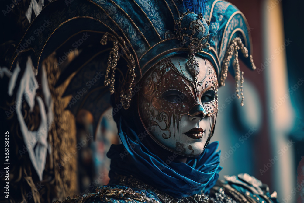 Fototapeta premium A man in a Venetian mask. Generative AI