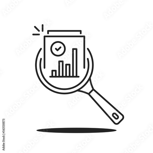 thin line magnifier like income scrutiny overview icon