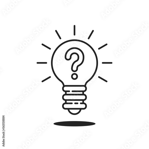 quiz icon with thin line minimal light bulb
