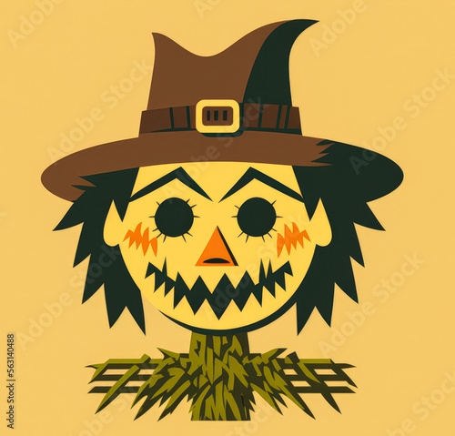 scarecrow on yellow background - Digital Painting - Generative AI