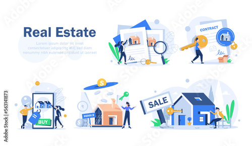 Real estate business concept with houses. Vector illustration,make money in property