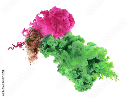 PNG Abstract Smoke green and pink colors splash on transparent backgrownd. Ink blot.