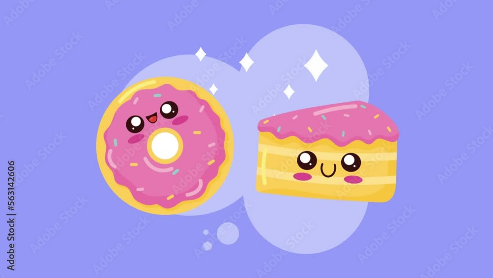 donut and cake kawaii characters donut and cake kawaii characters