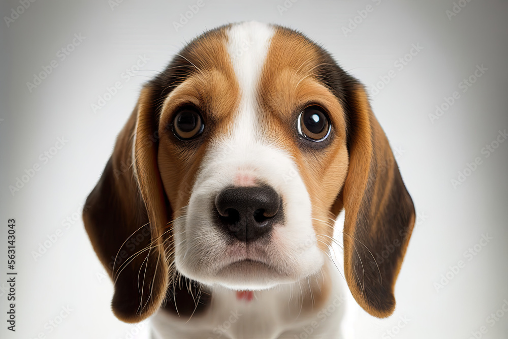 Beagle puppy, closeup, Generative AI