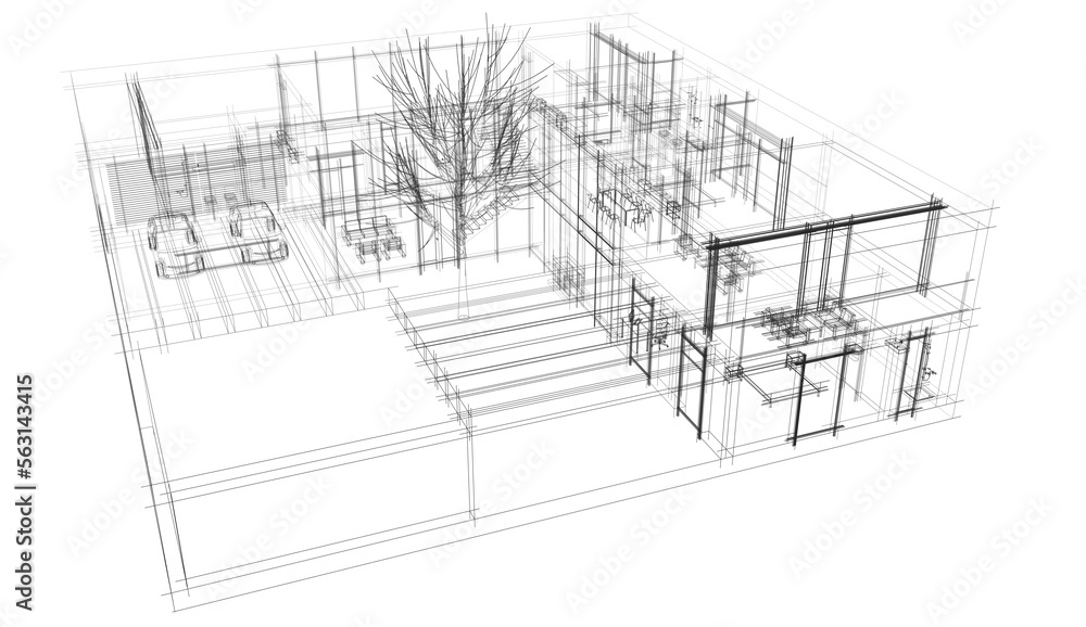 Fototapeta premium Modern house architectural 3d rendering