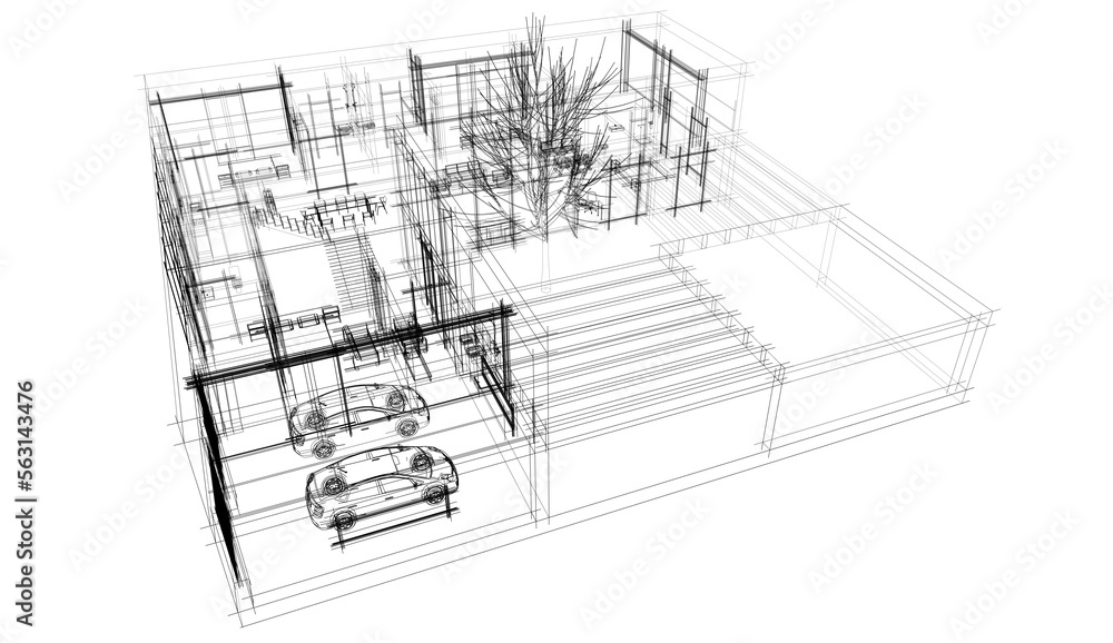 Modern house architectural 3d rendering Modern house architectural 3d rendering