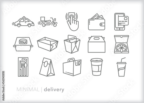 Set of delivery and take out food for ordering in and eating at home