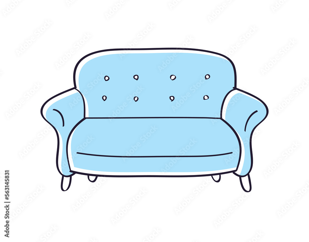 Blue sofa or couch isolated vector illustration Blue sofa or couch isolated vector illustration