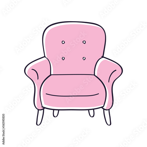Pink armchair isolated vector illustration