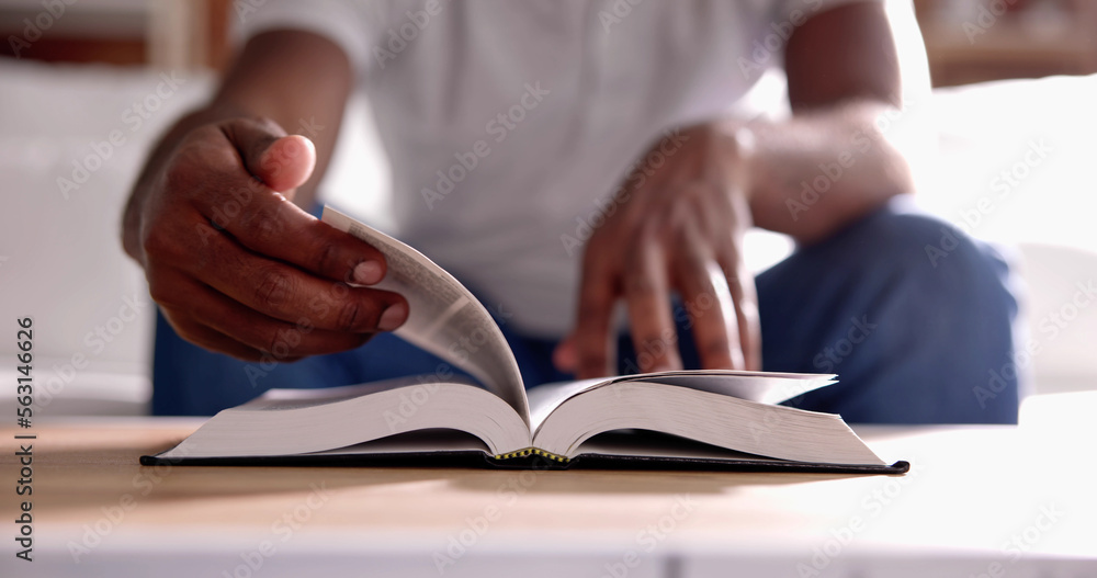 American African Prayer Man Studying Bible Book American African Prayer Man Studying Bible Book
