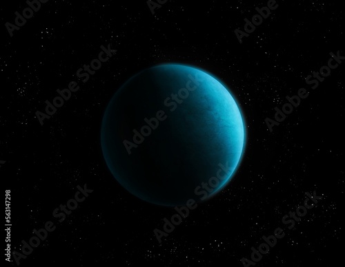 Fototapeta Naklejka Na Ścianę i Meble -  Super-Earth from alien star system. Giant planet in space. Planet with a solid surface with a thick atmosphere.