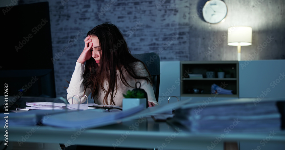 Stressed Tired Business Accountant Woman Stressed Tired Business Accountant Woman