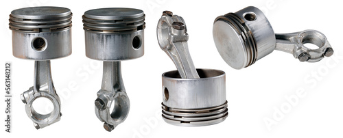 Foto The piston of a small internal combustion engine on an isolated background