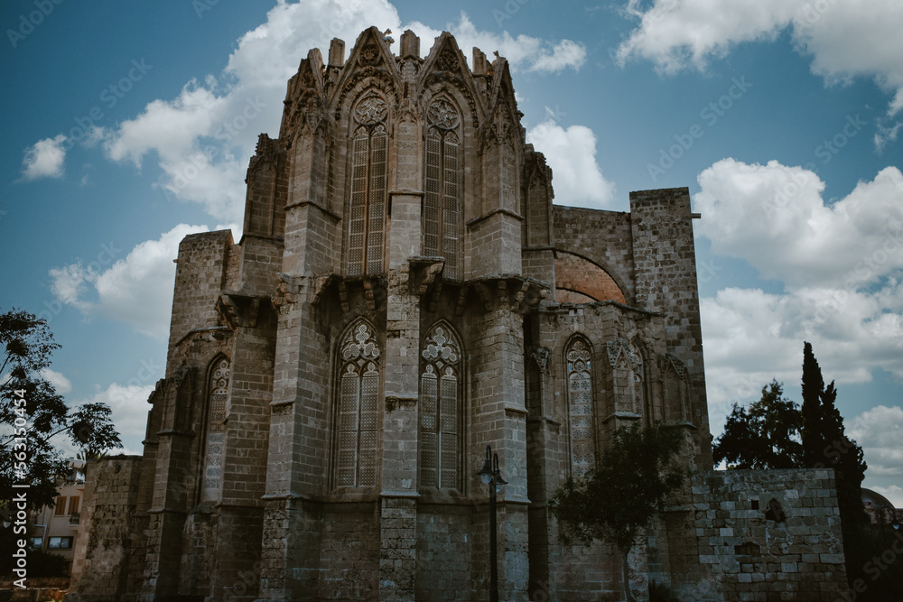 Exterior view to Lala Mustafa Pasa mosque at Famagusta, Cyprus