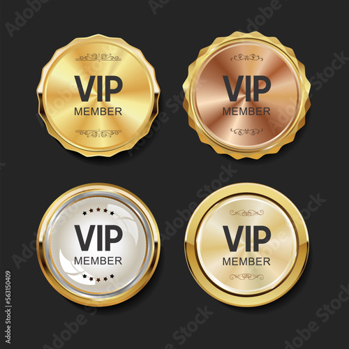 VIP gold and black labels and badges collection