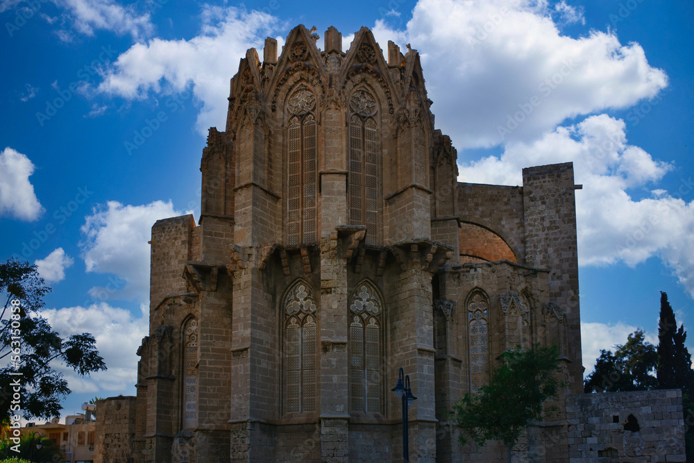 Exterior view to Lala Mustafa Pasa mosque at Famagusta, Cyprus