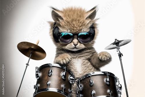 cat drummer playing the drum