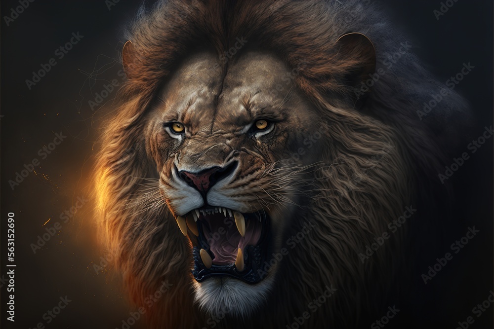 lion in the night color art