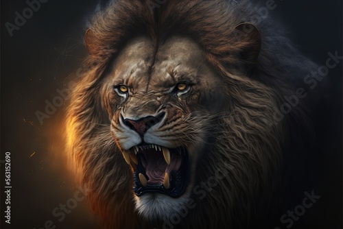 lion in the night color art