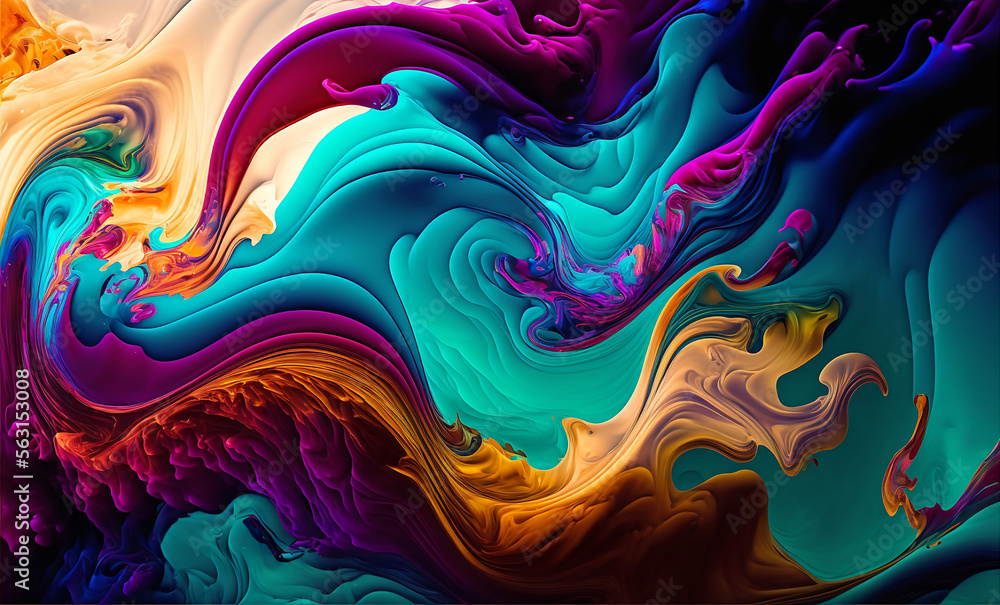 Colorful abstract wave swirls - Generative AI technology