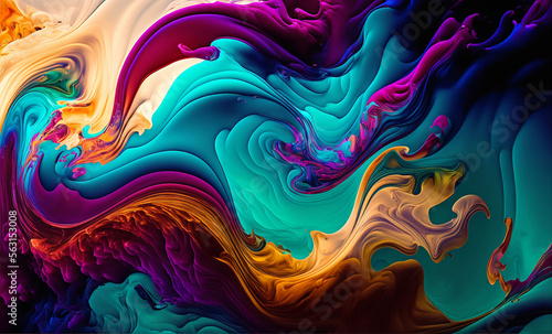 Colorful abstract wave swirls - Generative AI technology