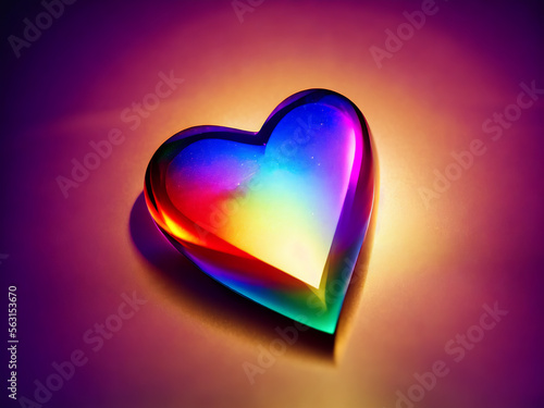 LGBTQ Pride Valentines Day Glass Heart - Generative AI Image