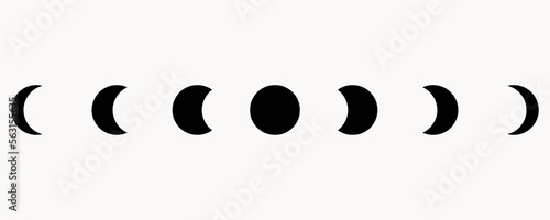 Moon phases astronomy icon set on the white background.