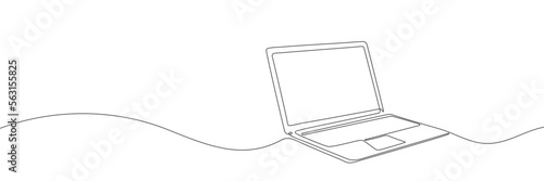 One line drawing of laptop gadget photo