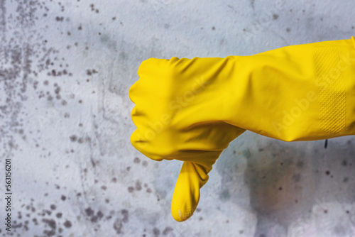 Concept of the problem of mold indoors and cleaning the walls from spots of toxic mold and fungus bacteria