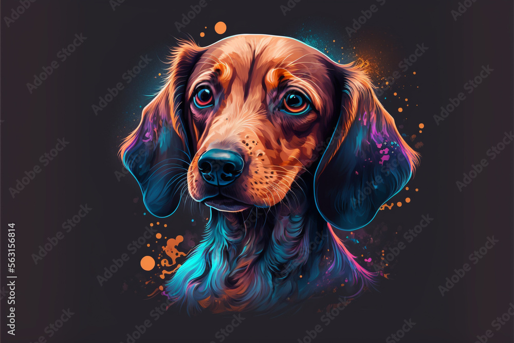 Dog illustration icon logo design. Realistic cartoon character vector template. Animals and pets. Ai generated.