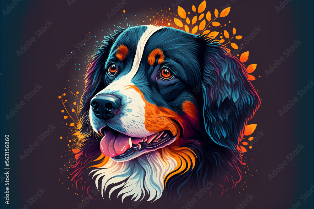 Dog illustration icon logo design. Realistic cartoon character vector template. Animals and pets. Ai generated.