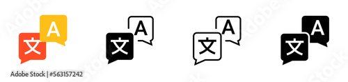 Translator app icon logo. Translate language glossary chinese english bubble phone app symbol vector icon. photo