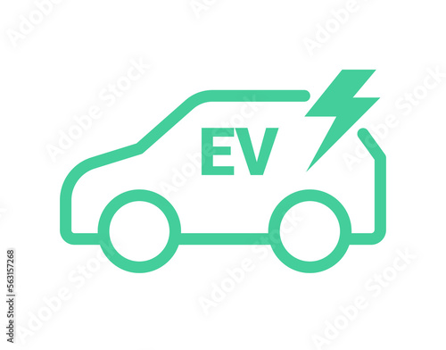 EV car electric vehicle charger logo icon. Hybrid ev car station eco sign green automobile symbol.
